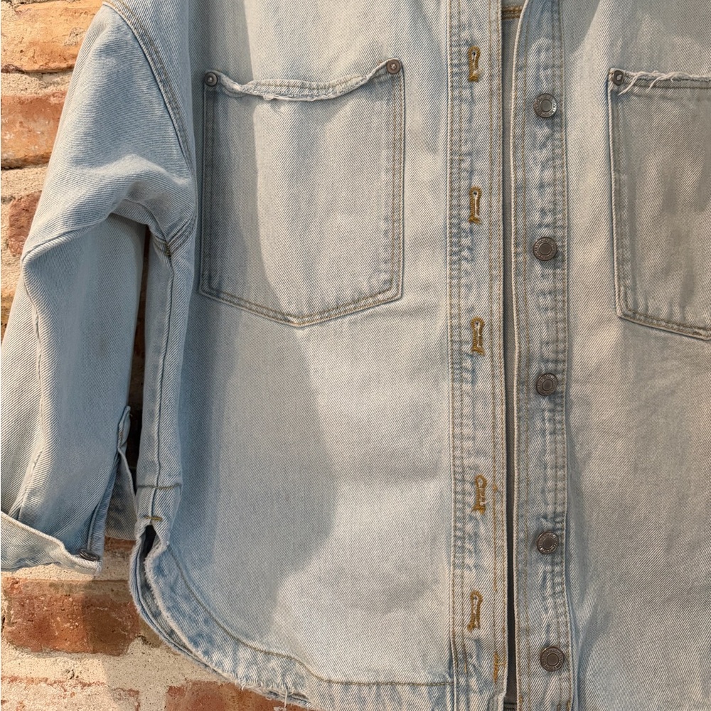 Zara Light Blue Denim Oversized Jacket - Picture 2 of 4